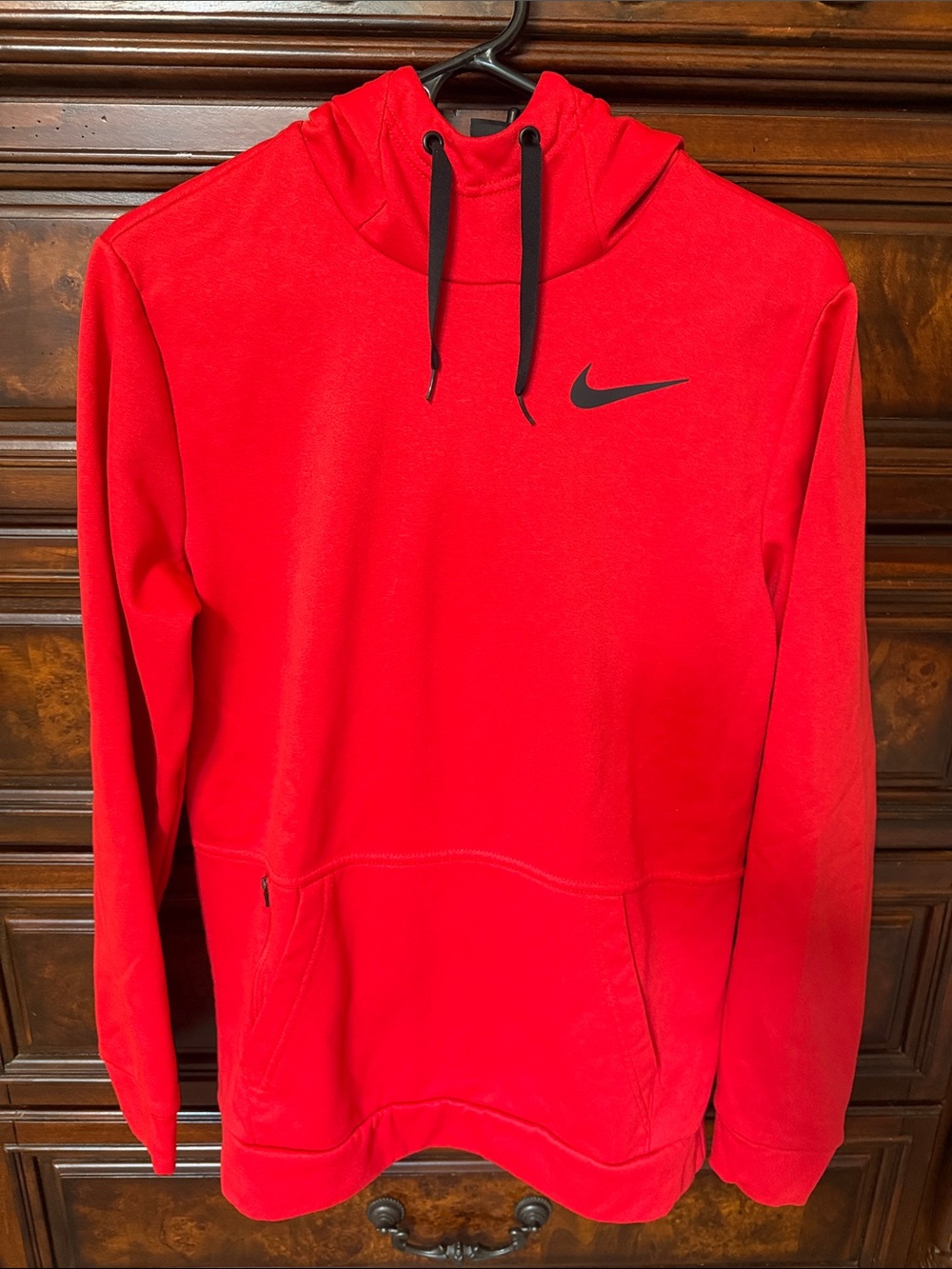 Nike Red Men's Athletic Hoodie with Black Swoosh